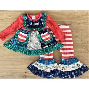 18-24 Months Reindeer Patchwork Bell Bottom Outfit